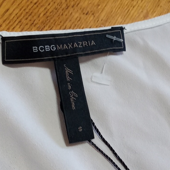 BCBGMAXAZRIA BLOUSE TOP SMALL Women SHIRT WHITE SHEER Casual NATTY NEW - Picture 6 of 8